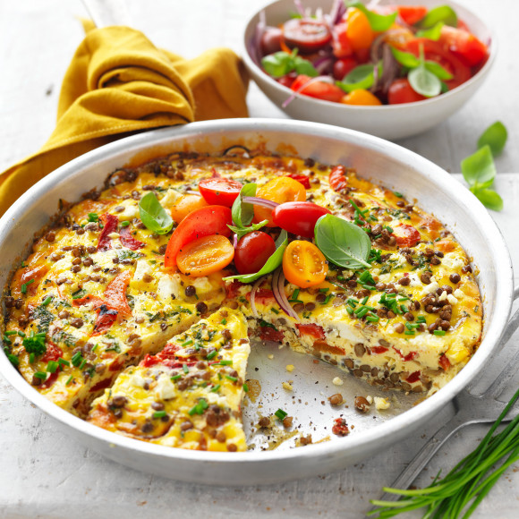 Healthy Lentil and Feta Frittata recipe