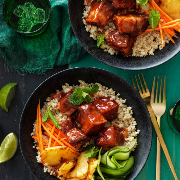 Crispy sweet and sour pork salad recipe with pineapple