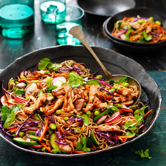 Slow Cooker Hoisin and Garlic Chicken Noodle Salad