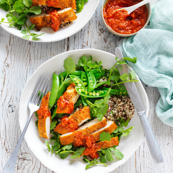 Tuscan chicken and quinoa salad with pesto 