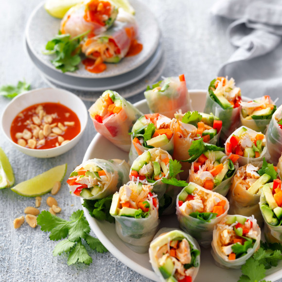 Rice paper rolls with chicken and vegetables recipe
