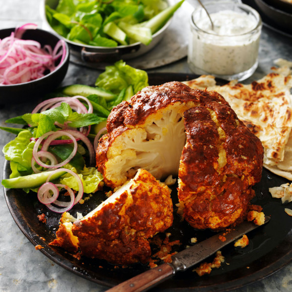 Tandoori Whole Roasted Cauliflower with Raita