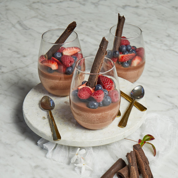 Triple Chocolate Panacotta with Berries