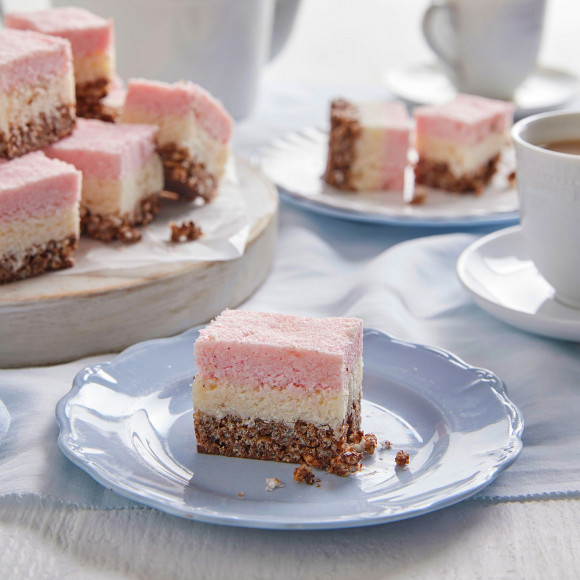 Easy no bake Coconut Ice Crackle Slice recipe