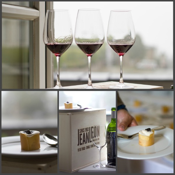 Onno Kokmeijer, Königskrabbe mit Avocado und milder beurre blanc in einem Mantel aus süßen Sellerie-Krokant, 2003 Cabernet Sauvignon Vinya La Scala Gran Reserva aus der Bodega Jean Leon, Penedès, Spanien