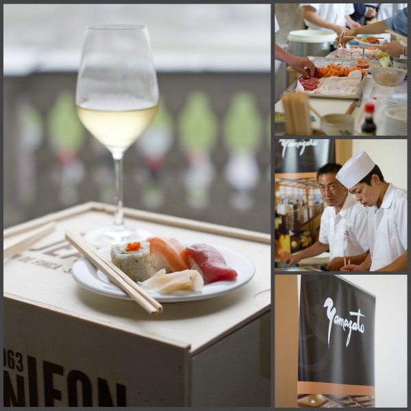 Masanori Tomikawa, California rolls, Lachs, Thunfisch, Dorade und Garnele, 2011 Puilly Fumé "Aubaine" von der Domiane Jonathan Pabiot, Loire, Frankreich