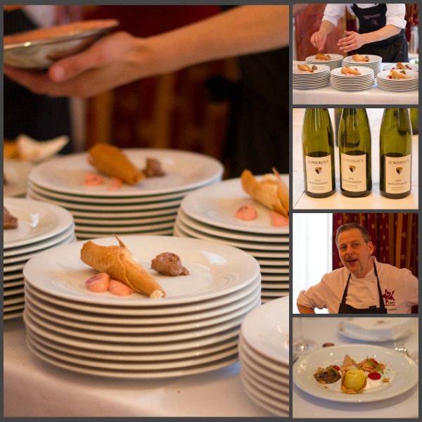 Christian Scharrers Gäsenleber Fürst Pückling und 2006 Riesling-Auslese Nackenheim Rothenberg vom Weingut Gunderloch, Rheinhessen
