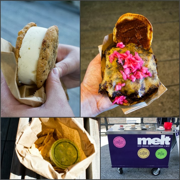 The Highline, Ice Cream Sandwich, Brisket Sandwich, Nachos mit Guacamole, Melt, Manhattan, New York, USA