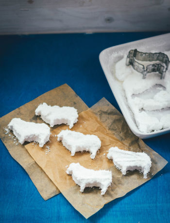 Süße Kokos-Marshmallows in Form von Schäfchen sind eine tolle Idee für Ostern! | moeyskitchen.com