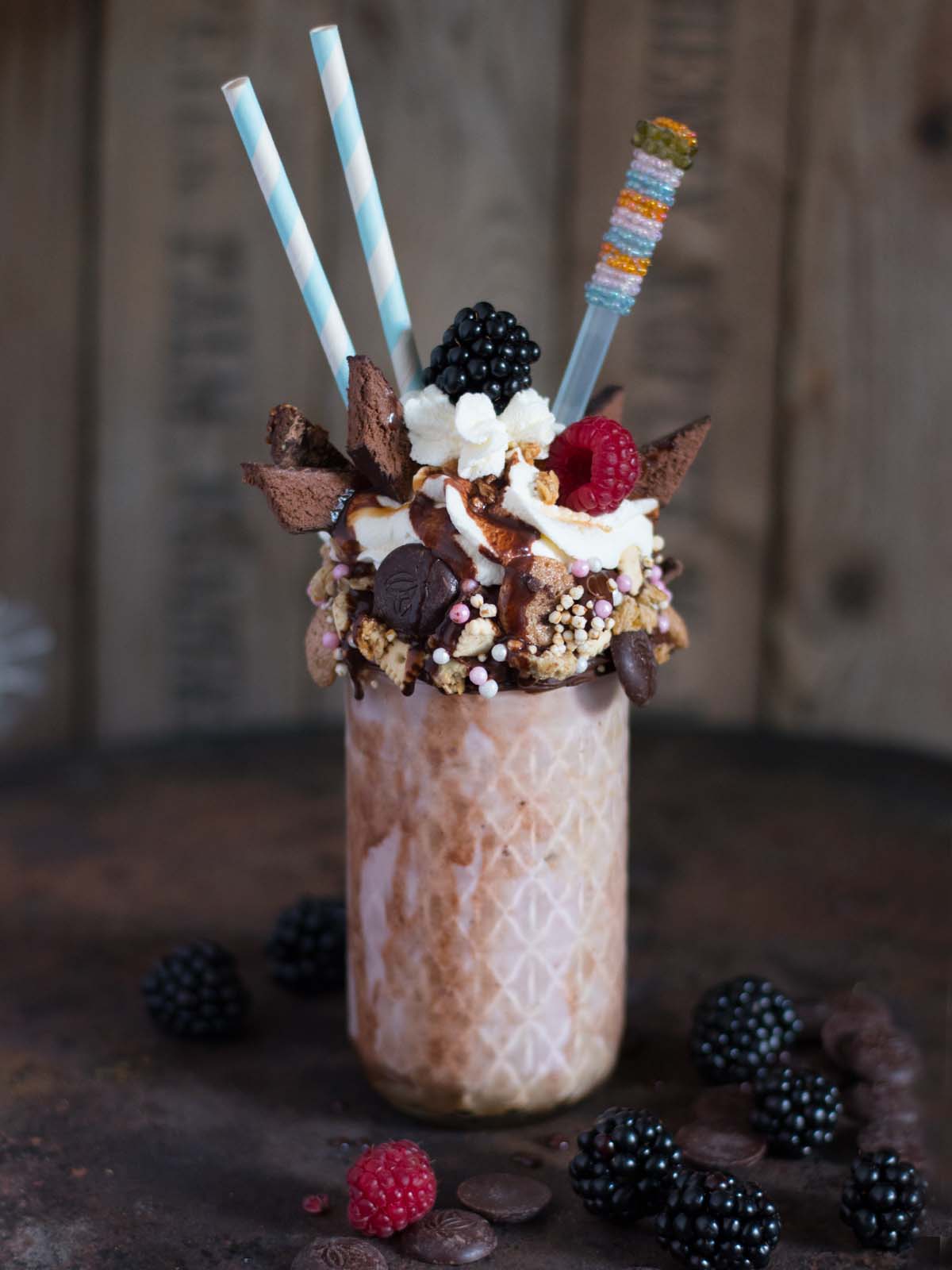 chocolate fudge berry nicecream caramel milkshake aus dem Thermomix von S-Küche