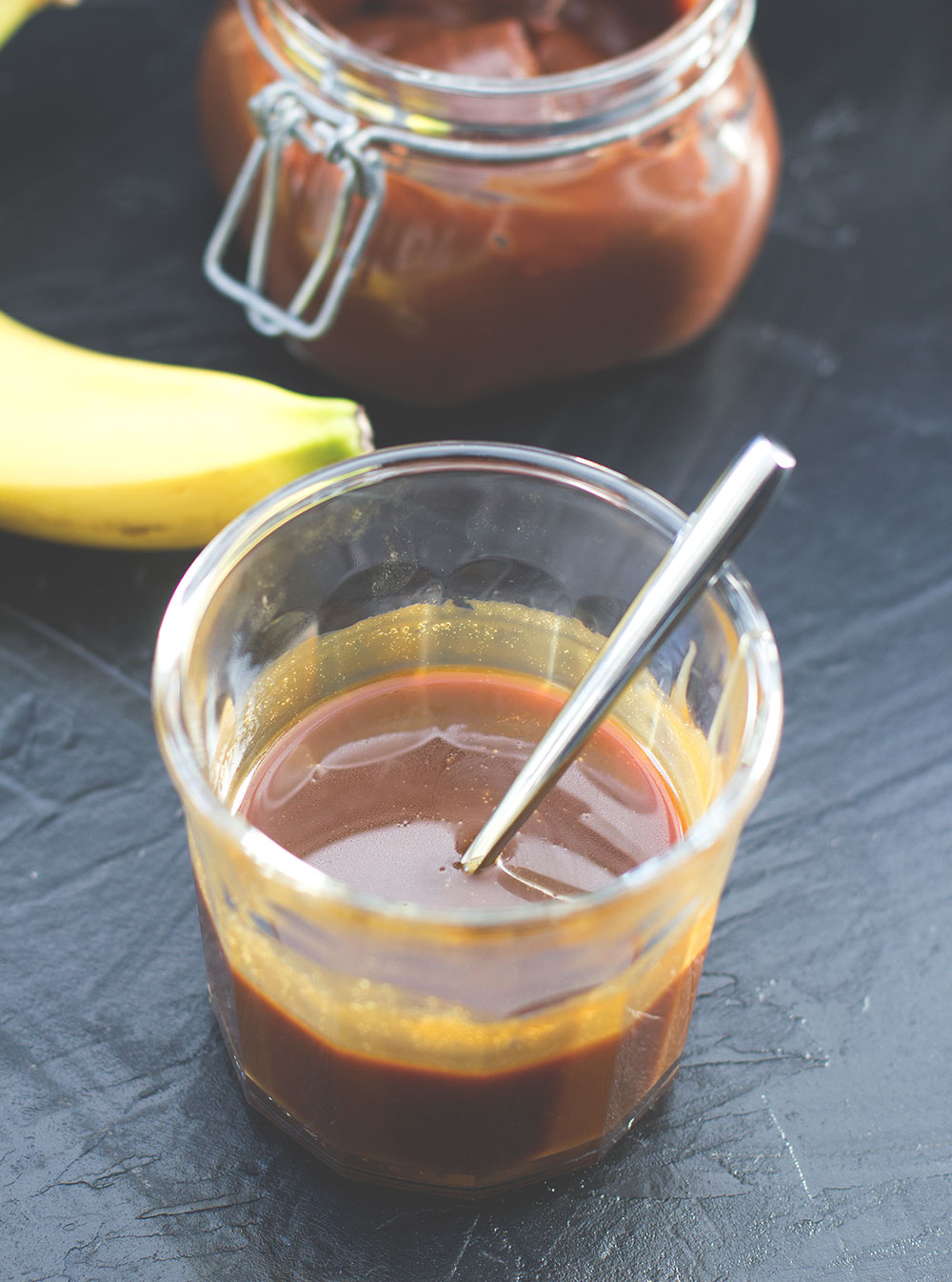 Peanut Butter Chocolate Fudge Vanilla Banana Milkshake mit Sea Salt Caramel aus dem Thermomix
