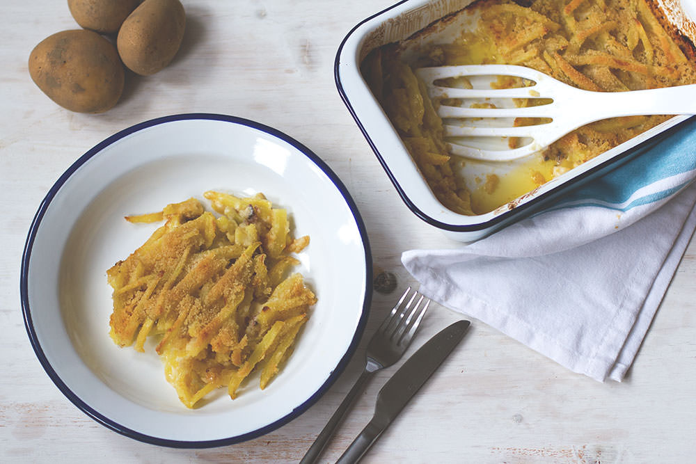 Rezept für den schwedischen Kartoffelauflauf Janssons frestelse (Janssons Versuchung) für die Blogparade Die Kartoffel weltweit