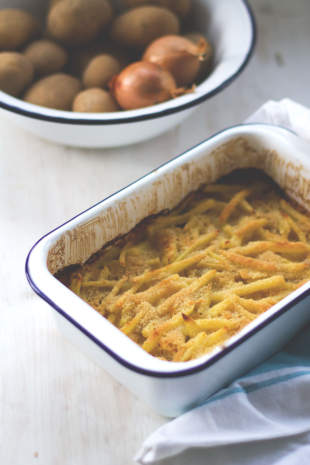 Rezept für den schwedischen Kartoffelauflauf Janssons frestelse (Janssons Versuchung) für die Blogparade Die Kartoffel weltweit