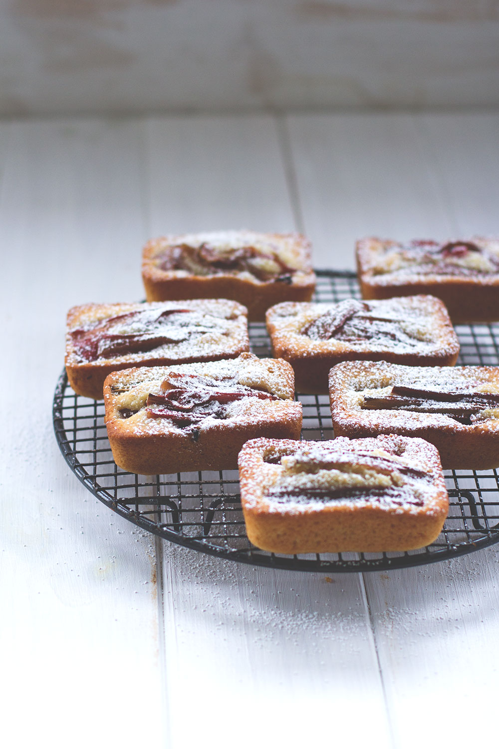 Rezept für saftige Rhabarber-Friands (oder Financiers) mit geröstetem Rhabarber | kleine feine Küchlein | moeyskitchen.com #rezepte #foodblogger #rhabarber #friands #financiers #kuchen #kuchenbacken