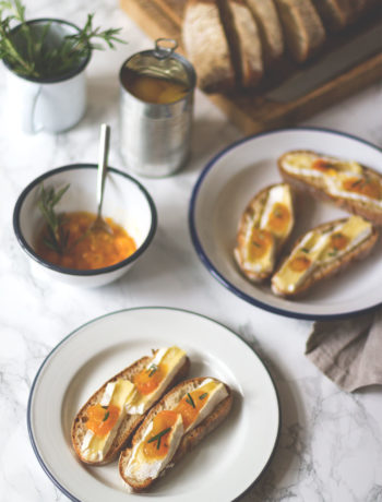 Rezept für Crostini mit gebackenem Brie und Aprikosen-Chutney | moeyskitchen.com