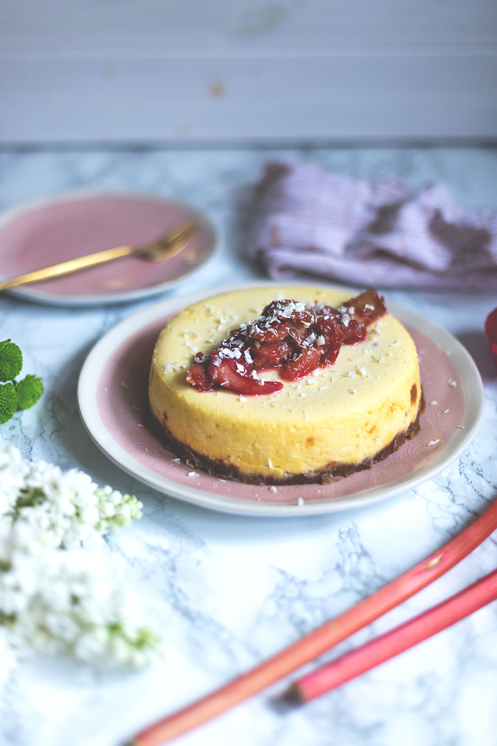 Rhabarber-Cheesecake aus dem Varoma | Rezept für den Thermomix | moeyskitchen.com
