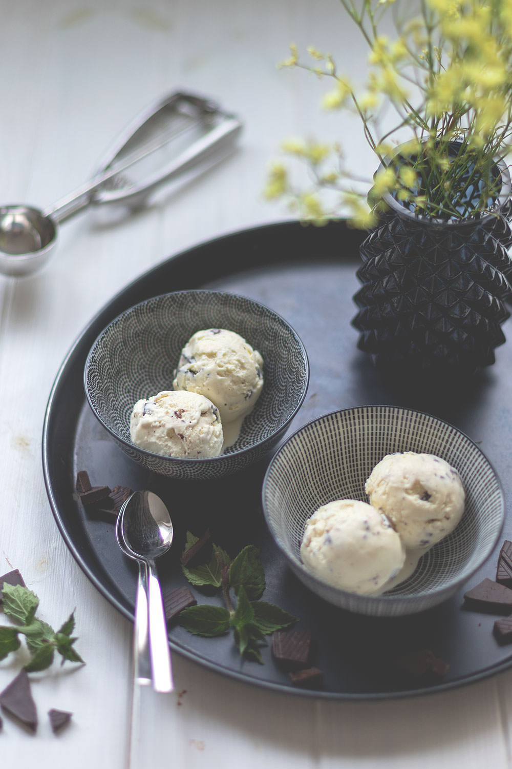 Rezept für cremiges Minz-Schoko-Eis mit frischer Minze und Schokostückchen | moeyskitchen.com