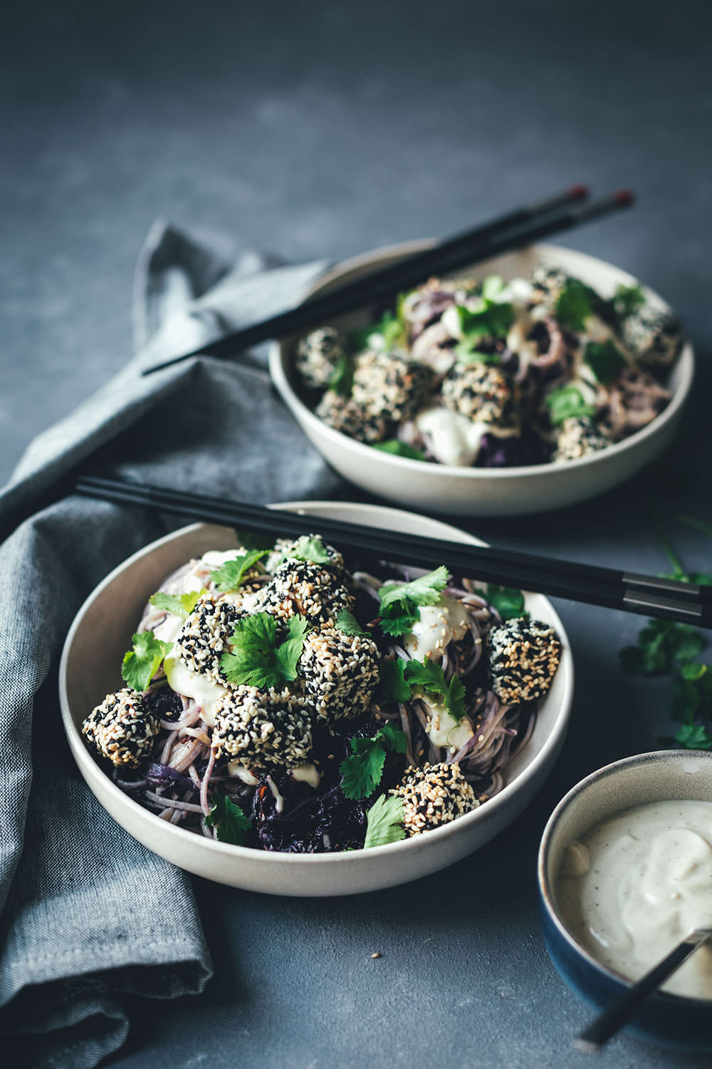 Rezension zum Kochbuch "Ferrante, Frisch und Fenchelkraut" von Nicole Giger, erschienen im AT Verlag | Rezept für Soba-Nudel-Salat mit geröstetem Rotkohl, knusprigem Sesam-Tofu und Tahini-Dressing | moeyskitchen.com #rezepte #foodblogger #sobanudeln #nudelsalat #rotkohl #winter #winterrezepte #kochbuch #rezension #kochbuchvorstellung