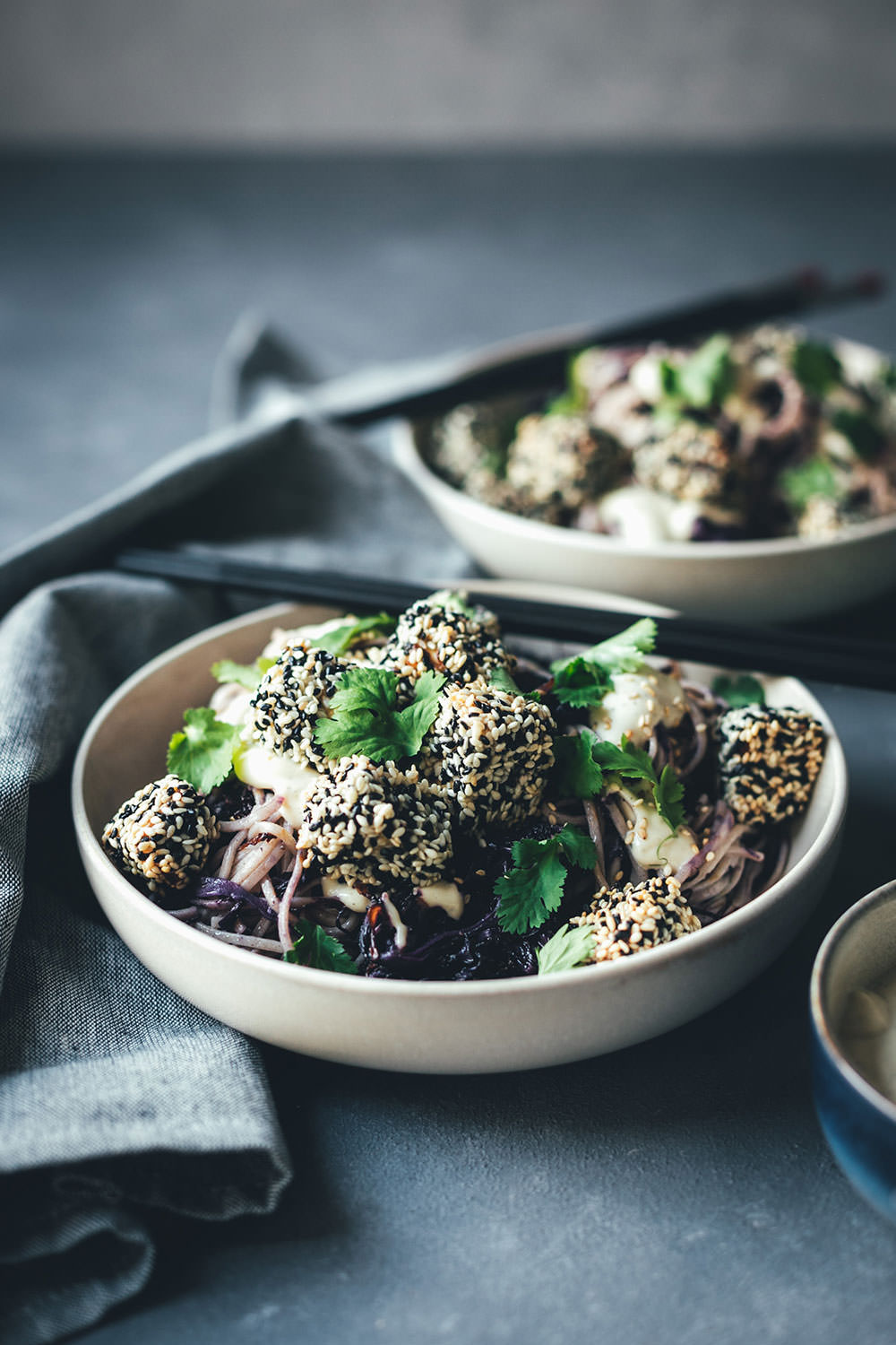Rezension zum Kochbuch "Ferrante, Frisch und Fenchelkraut" von Nicole Giger, erschienen im AT Verlag | Rezept für Soba-Nudel-Salat mit geröstetem Rotkohl, knusprigem Sesam-Tofu und Tahini-Dressing | moeyskitchen.com #rezepte #foodblogger #sobanudeln #nudelsalat #rotkohl #winter #winterrezepte #kochbuch #rezension #kochbuchvorstellung