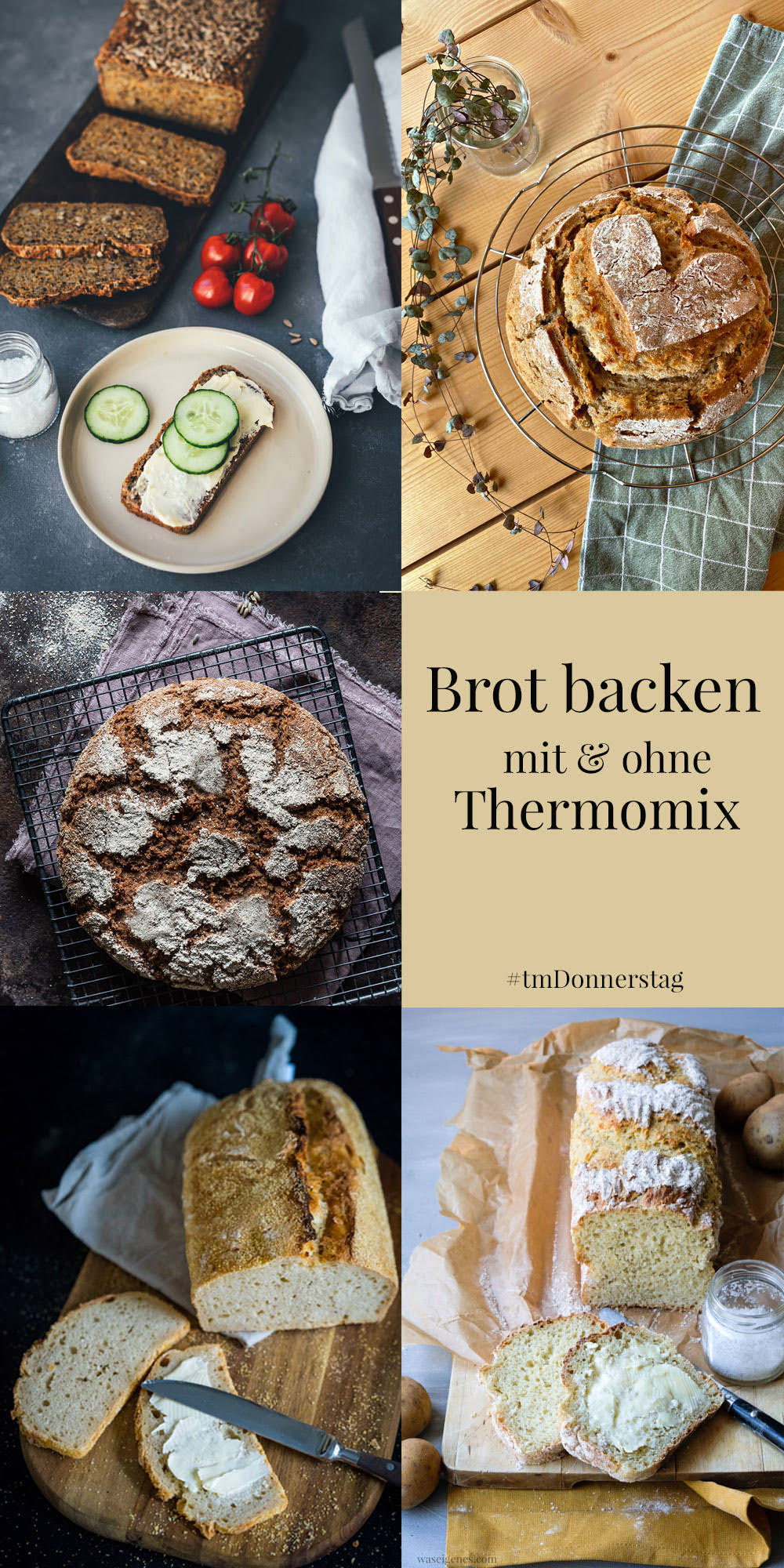Collage Blogger Rezepte zum Brot backen mit dem Thermomix