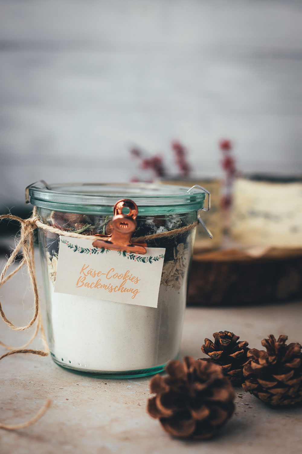 Käse-Cookies als Backmischung oder Kekse zum Verschenken | herzhaftes Shortbread mit Cranberries, Salzmandeln und Montagnolo | Weihnachtsgeschenke aus der Küche - kulinarische Geschenkidee als Alternative zu Weihnachtsplätzchen | moeyskitchen.com