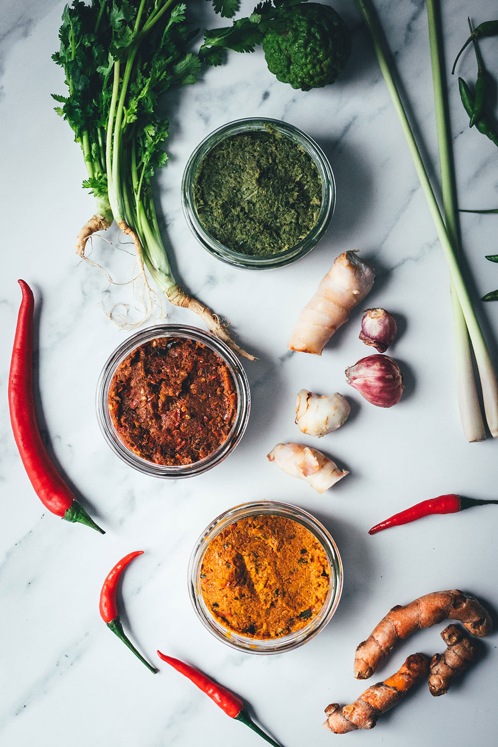 Rote, grüne und gelbe Currypaste für Thai-Curry. Grundrezepte für den Thermomix. | moeyskitchen.com