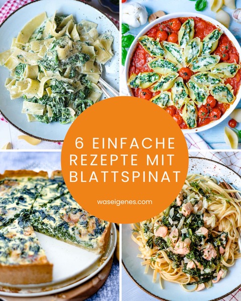 Collage von Bines Spinatrezepten